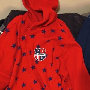 P Nation Men's Red Star Zip-Up Sweater